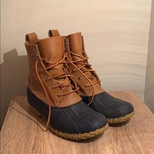 L.L.Bean Boots (Duck Boots), Tan/Navy 8”